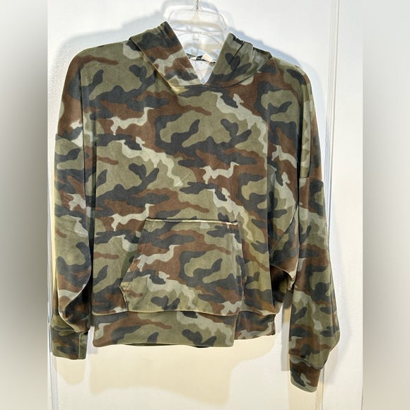 American Eagle Outfitters XS Pullover Gr/Br Camo Pullover Sweatshirt With Hood - Picture 2 of 7